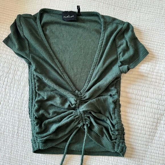 forest green silence and noise/ UO/ urban outfitters jersey knit crop top - Picture 2 of 2